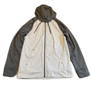 💜 Russell Dri-Power 360 Full-Zip Hoodie Sweatshirt White/Gray Size M